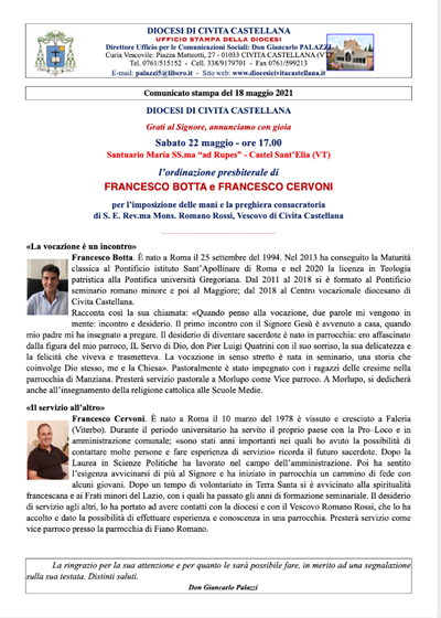  Comunicato stampa del 18 maggio 2021